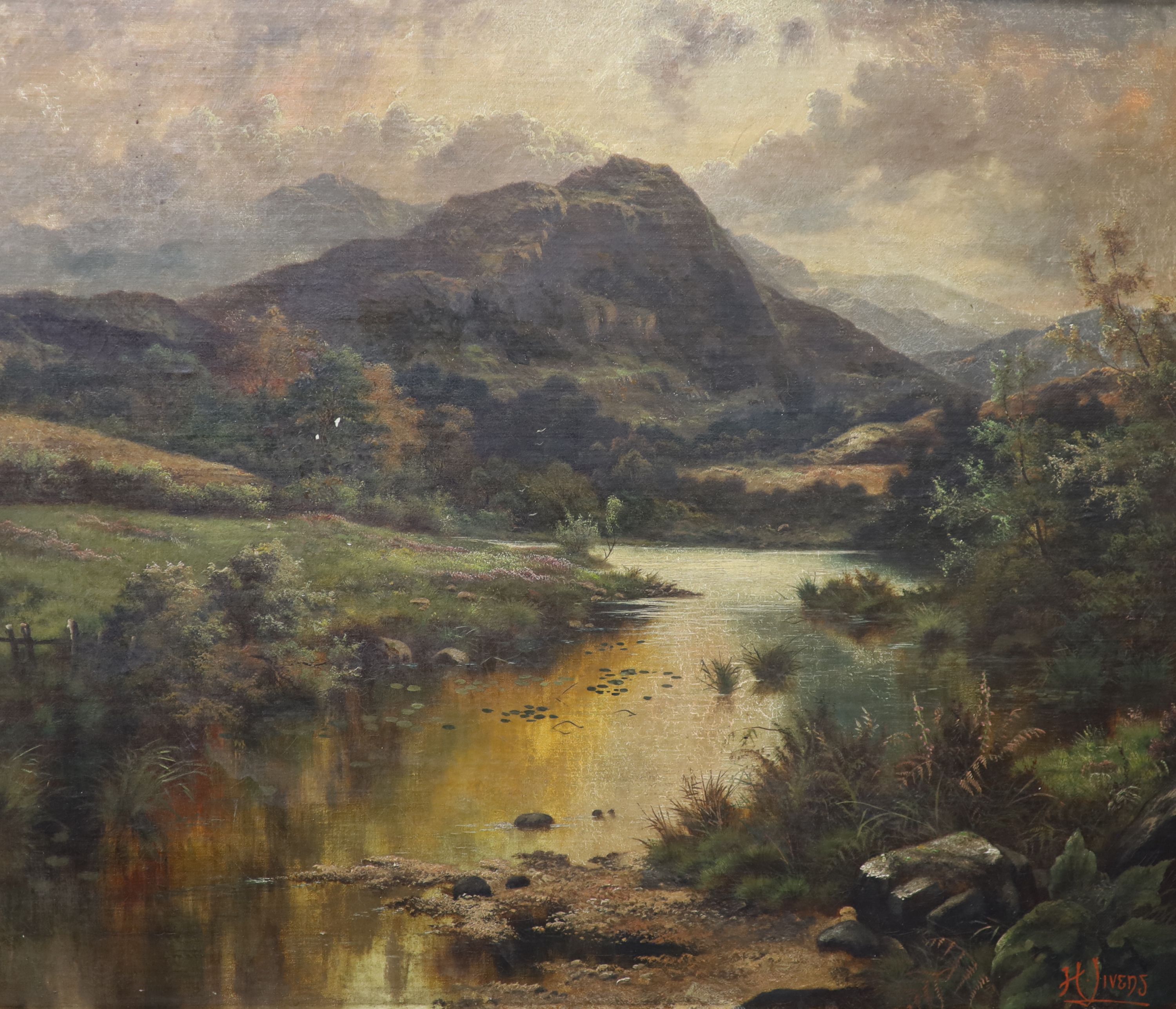 Henry John Livens (1848-1943), oil on canvas, Scottish landscape, signed, 50 x 60cm